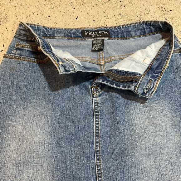 STREET CODE VINTAGE Y2K DISTRESSED DENIM PENCIL SKIRT BLUE SIZE 5 TO 6 - Picture 6 of 12